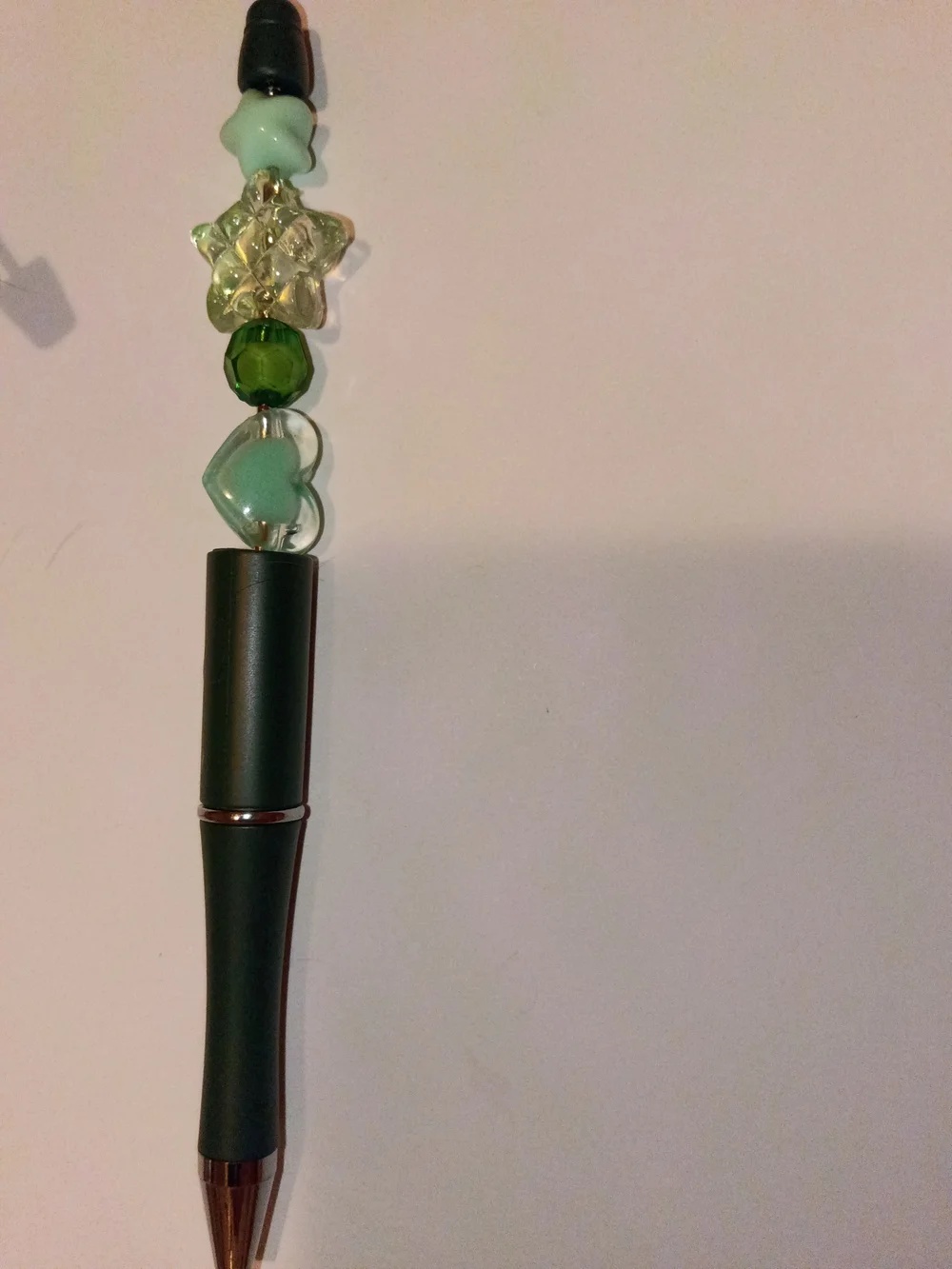 Beaded Green Heart Charm Pen - Women Accessories